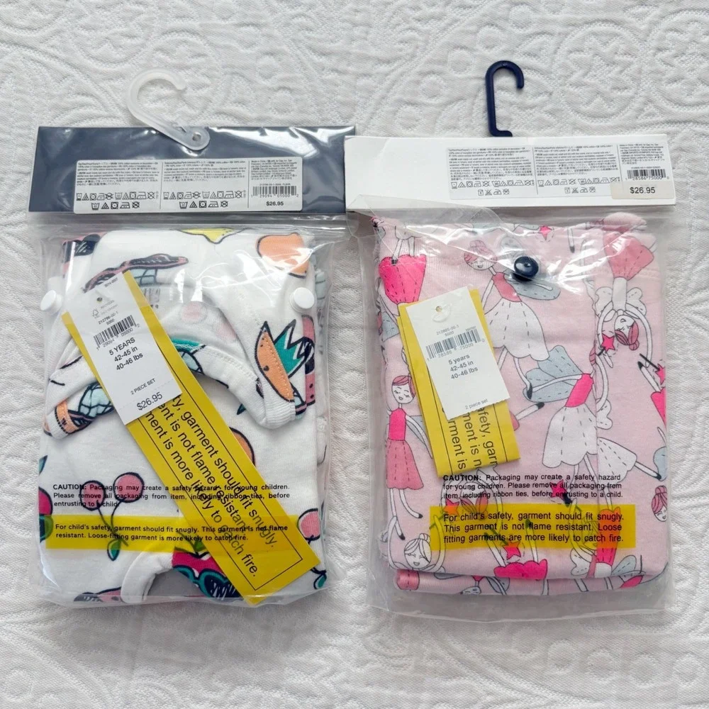 Gap Girls' Fairy and Fruit Pajama Sets (5T - 1 Short Sleeve, 1 Long‎ Sleeve)